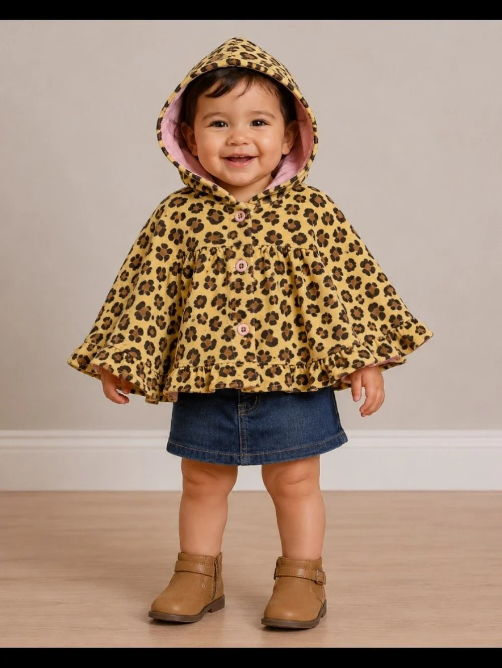BABY HEADQUARTERS Hooded Cape & Jean Skirt 24M